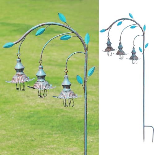 45"H Decorative Garden Stakes,Blue metal flower,Metal Yard Art(blue) - color: Blue