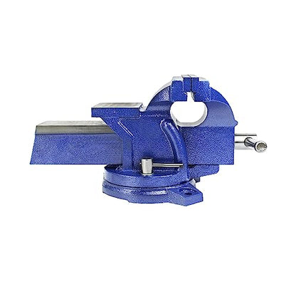 HFS(R) 4" Heavy Duty Bench Vise Anvil with 360° Swivel Locking Base Desktop Clamp - FS Blue Design - size: 4''