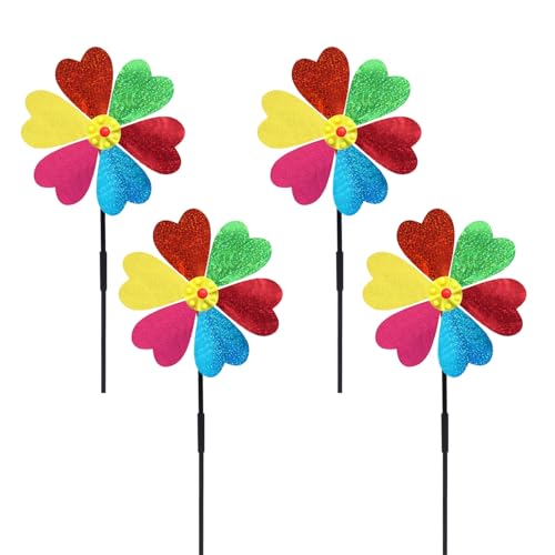 Garden Wind Spinners for Outdoor, Decorative Pinwheel Bee Butterfly Ladybug Windmill Whims (Sparkly-2) - size: Sparkly-2
