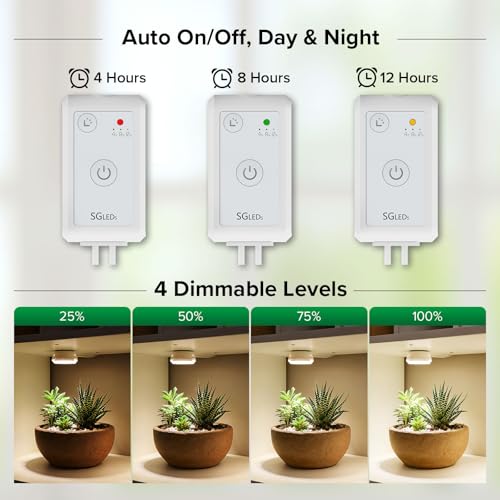 Puck Grow Lights for Indoor Plants, Dual 5W+5W Heads with Timer - size: 2-Head with timer