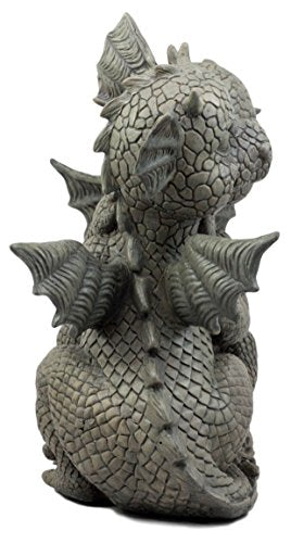 Ebros Gift Fiery Romance Hatchling Dragon Lovers Garden Statue Faux Stone Resin Finish 10" H Dragon Hugs Home Decor Figurine Dungeons and Dragons Fantasy Art - color: Dragon Hugs