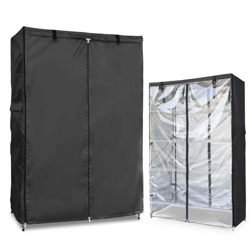 Waterproof Shelf Cover,Outdoor 600D Heavy Duty Dustproof Storage Shelves Cover,36''x14''x72'' Shelf Covers for Wire Shelving with Zippers,Storage Rack Covers with Clear Front - color: Black, size: 36"W x 14"D x 72"H