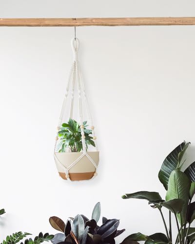 35 Inch Macrame Plant Hanger Indoor Hanging Plant Holder Ivory 1Pc