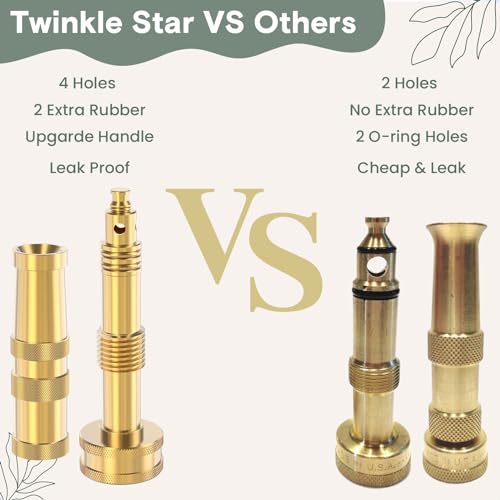 Twinkle Star Brass Twist Hose Nozzle, Hose Shut Off Valve, 3 Pack - color: Nozzle Jet 3 Pack