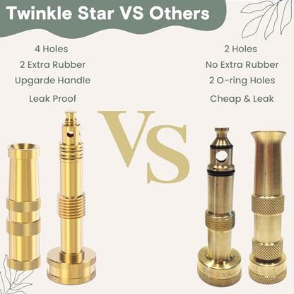 Twinkle Star Brass Twist Hose Nozzle, Hose Shut Off Valve, 3 Pack - color: Nozzle Jet 3 Pack