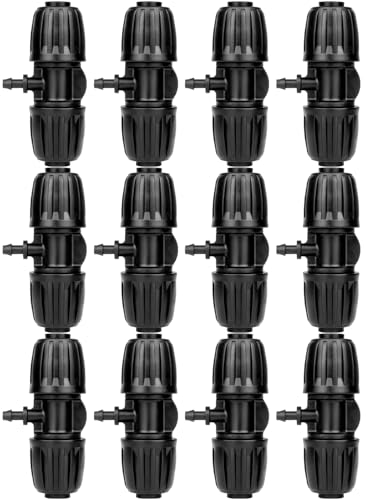 1/2 to 1/4 Drip Irrigation Fittings, Barbed Tee 1/2 inch Drip Irrigation Tubing (1/2" ID x0.6-0.63" OD) 16mm to 1/4 inch Irrigation Tube Fitting Anti-Drop Barbed Connectors,12Pack - color: 1/2 to 1/4 -3 Ways-12Pack
