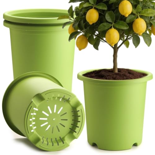 4-Pack 16 inch Large Deep Planters for Outdoor Plants -Light Green - color: Light Green