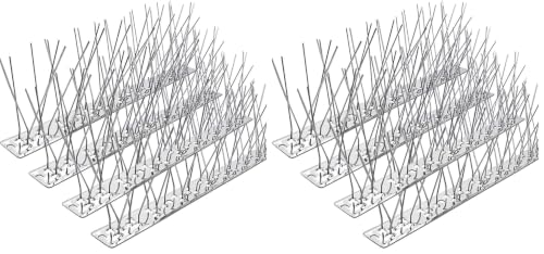 PANGCH Bird Spikes,Stainless Steel Bird Spikes Metal Bird Spikes Fence Spikes Easy to Install - 10 Strips 10.82 Feet Coverage (Pack of 2) - size: 10.82 Feet (Pack of 2)