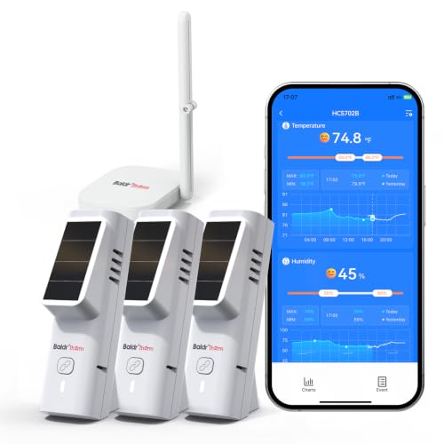 BaldrTherm WiFi Room Indoor Thermometer | Humidity Meter-3Pack - color: White Getway+3 Sensor