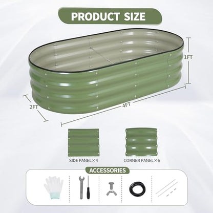 Galvanized Raised Garden Bed Outdoor- 4x2x1FT Planter Box, Green - color: Green, size: 4x2x1ft