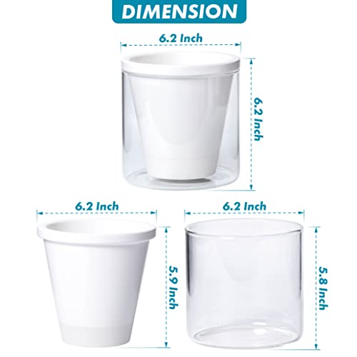 D'vine Dev Self-Watering White Terracotta Planter, 6 in, 2-Pack, 37-Y-B-2 - color: White, size: 6 Inch