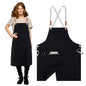 Crossback Pottery Apron Split Leg, Adjustable Straps - color: Black