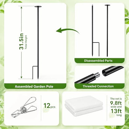 Metal Garden Shading Cloth Kit, Raised Bed Sunshade with Support Stakes