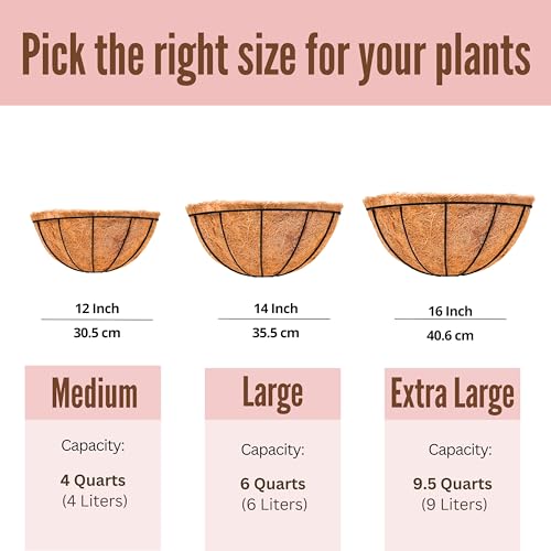 LaLaGreen Wall Planter (14 in, 2 Pack) Black Coco Liner Fence Flower Pots - size: 14" x 2 Pack