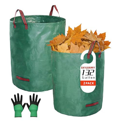 2 Pack 132 Gallon Extra Large Yard Waste Bags - size: 2-Pack Bags & 1 Pair of Gloves