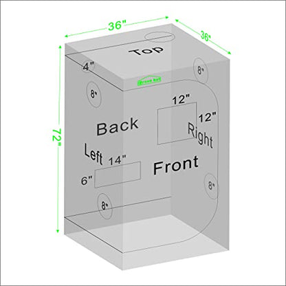 3x3 Grow Tent, 36"x36"x72" Hydroponics Growing Tent - size: 36"x36"x72"