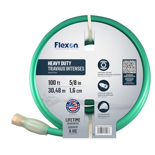 Flexon FXG58100 5/8-Inch x 100-Foot Heavy Duty 5-Ply Forever Garden Hose, Green - size: 5/8", style: 100ft