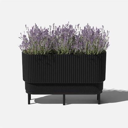 Veradek Demi Series Raised Long Planter - Wide Planter with Stand - color: Black/Black, size: 30 inch