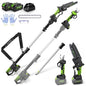 4-in-1 Cordless Pole Saw&Electric Pruning Shear, 8" 15Ft Reach, 2 Batteries - color: Green