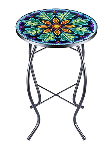 VCUTEKA Outdoor Side Table,14" Patio Accent Table Bistro Coffee End Table - color: Green