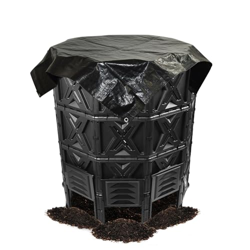 190 Gallon Large Outdoor Compost Bin, 720L Garden Composter with Aeration Vents, BPA-Free PP Panels, Modular Structure with Bottom Access Door and Lid - size: 190 Gal(720L)