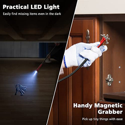 Housolution 28.34in Grabber Tool Magnetic, Bendable with LED Lights, Red - color: Red