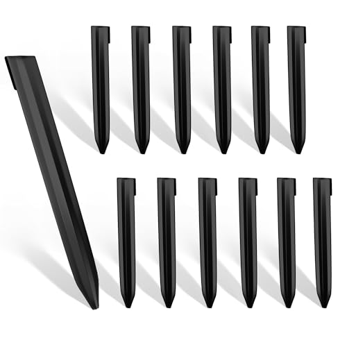 WORTH 13Pcs 8 in. Metal Landscape Edging Stakes, Black Steel Garden Spikes - color: Black, size: 8 Inch-13Pcs
