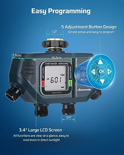 DEWENWILS Sprinkler Timer 4 Zone, with Rain Delay/Manual/AUTO Irrigation - color: 4 Zone
