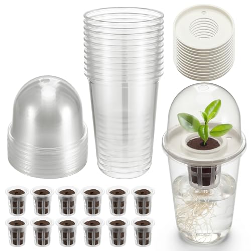 12 Pack 3.54 in Clear Hydroponic Nursery Pots with Humidity Dome