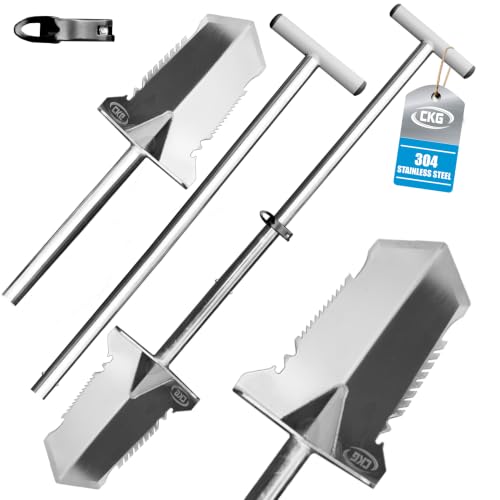 CKG Adjustable Metal Detecting Shovel T-Handle 304 Stainless Steel