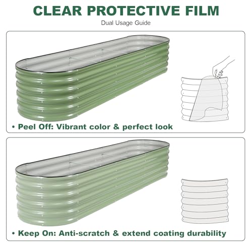 Galvanized Raised Garden Bed Outdoor, 8x2x1.4ft, Olive Green - color: Olive Green, size: 8×2×1.4ft (1 Pack)