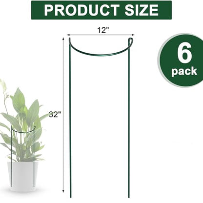 6 Pack Peony Cages and Supports, 14" (W) x 32"(H) Plant Support, Rust-Proof Metal Plant Support Stakes for Outdoor&Indoor Plants