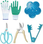 Flower Bouquet Accessories, Flower Scissors Rose Thorn Stripper Tool - color: Blue & White-green Gloves