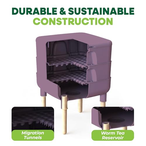 FCMP Outdoor - The Essential Living Composter, 4-Tray Worm Vermicomposter Bin, Plum - color: Plum