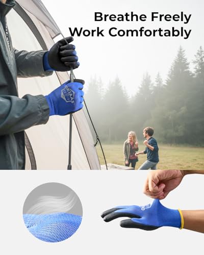 OKIAAS PU Coated Work Gloves Men, Ultra Grip & Lightweight, 60 Pairs Bulk - color: Black (60 Pairs), size: Small