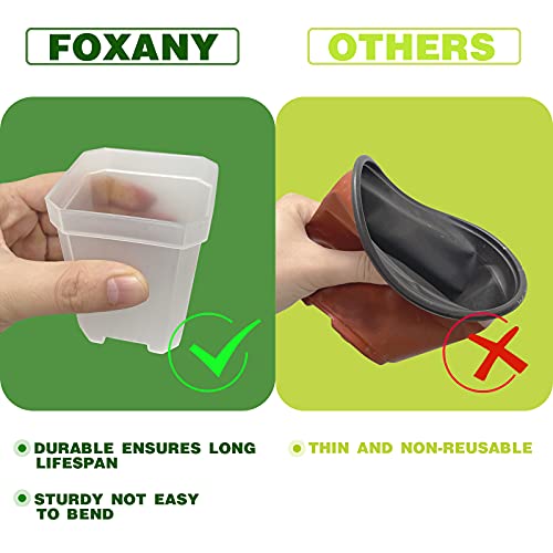 30Pcs 3" Clear Nursery Pots with Saucers, Thick Plastic Square Plant Pot - color: Clear