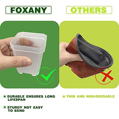 30Pcs 3" Clear Nursery Pots with Saucers, Thick Plastic Square Plant Pot - color: Clear