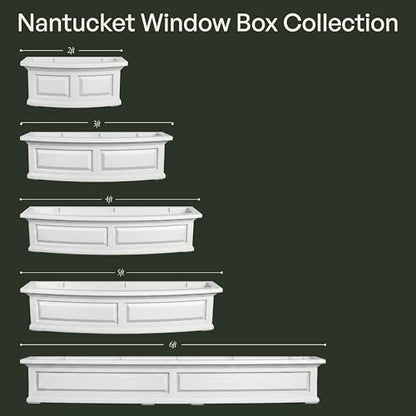 Mayne Nantucket 36in Self-Watering Rectangular Window Box Planter, White - color: White, size: 36in