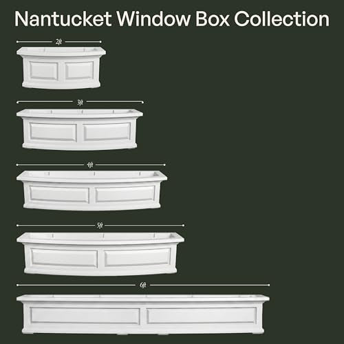 Mayne Nantucket 48in Self-Watering Rectangular Window Box Planter, Black - color: Black, size: 48in