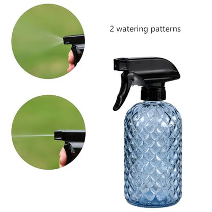 12Oz Glass Plant Spray Bottle with Black Plastic Top Pump - color: Blue