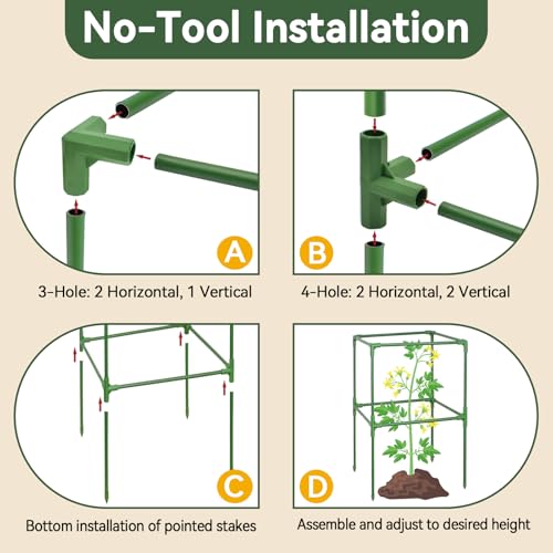4 Pack 45" Tomato Cages for Garden, Heavy Duty Adjustable Plant Support - size: 45 inch