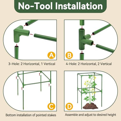 4 Pack 45" Tomato Cages for Garden, Heavy Duty Adjustable Plant Support - size: 45 inch