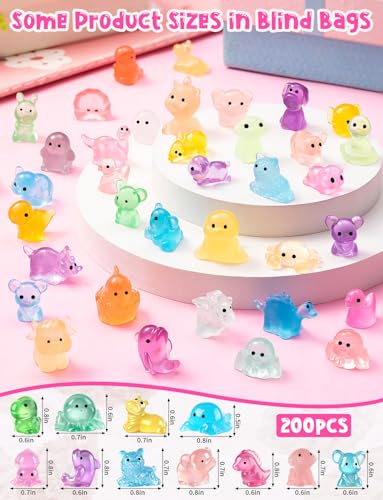 200Pcs Mini Glow in The Dark Resin Animal Blind Bags - style: BlindBags200Pcs