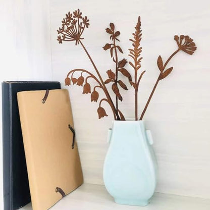 Metal Flowers Garden Stakes - color: Rusty