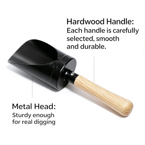 4 Pack Beach Shovels for Kids – Heavy Duty Garden & Dirt Digging Tools, Smooth Metal Scoops Head & Wooden Handle, Summer Outdoor Play Toy (Gardening, Sandbox, Camping) - color: 4pcs black sand scoop shovels