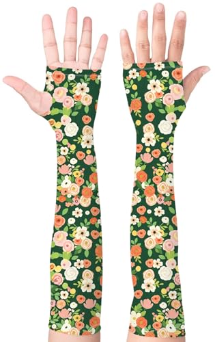 Gardening Sleeves for Women UV Sun Protection with Thumb Hole Anti-Scratch - color: Blossoms