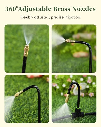 RAINPOINT 100FT Drip Irrigation System with 30pcs Adjustable Copper Nozzles - size: 100FT