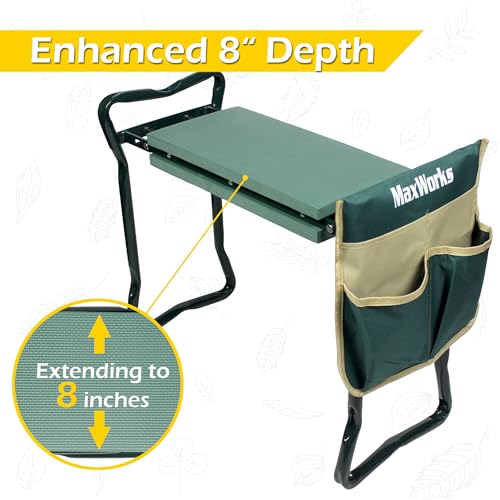 MaxWorks Folding Garden Kneeler Seat Stool and Tool Pouch - (50921) - size: X-Large
