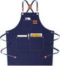 AFUN Chef Aprons for Women Men with Oversized Pockets, 12-Ounce Cotton Canvas Cross Back Water Repellent Apron (Dark Blue) - color: Dark Blue
