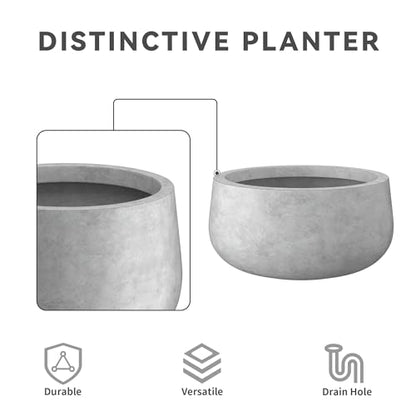Kante Small Round Bowl Pale Gray Concrete Planter 11.8" Dia, Outdoor - color: Natural Concrete, size: 11.8"w